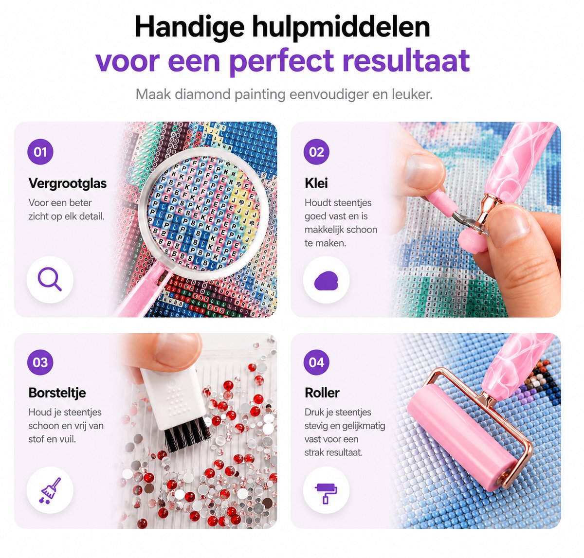 BOTC Diamond Painting Art pen Kit - Dot Pen Kit - 5D Diamond Paint- met Gereedschapstoebehoren - Roze — afbeelding 5