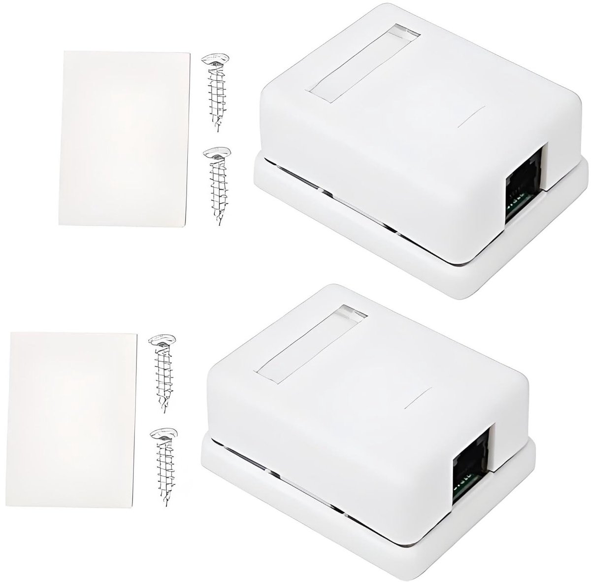 2 Stuks RJ45 Opbouwdozen Cat6 Enkelpoort Desktop Informatie Netwerkdozen met Ingebouwde Schroeven voor Betrouwbare Communicatieverbindingen