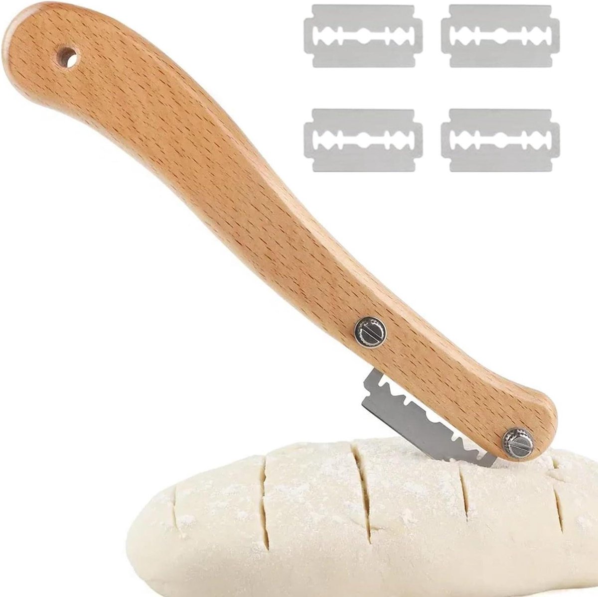 Broodsnijgereedschap - Bakgereedschap - Thuisbakken - Handgeslepen blad - 215 Centimeter - Hout