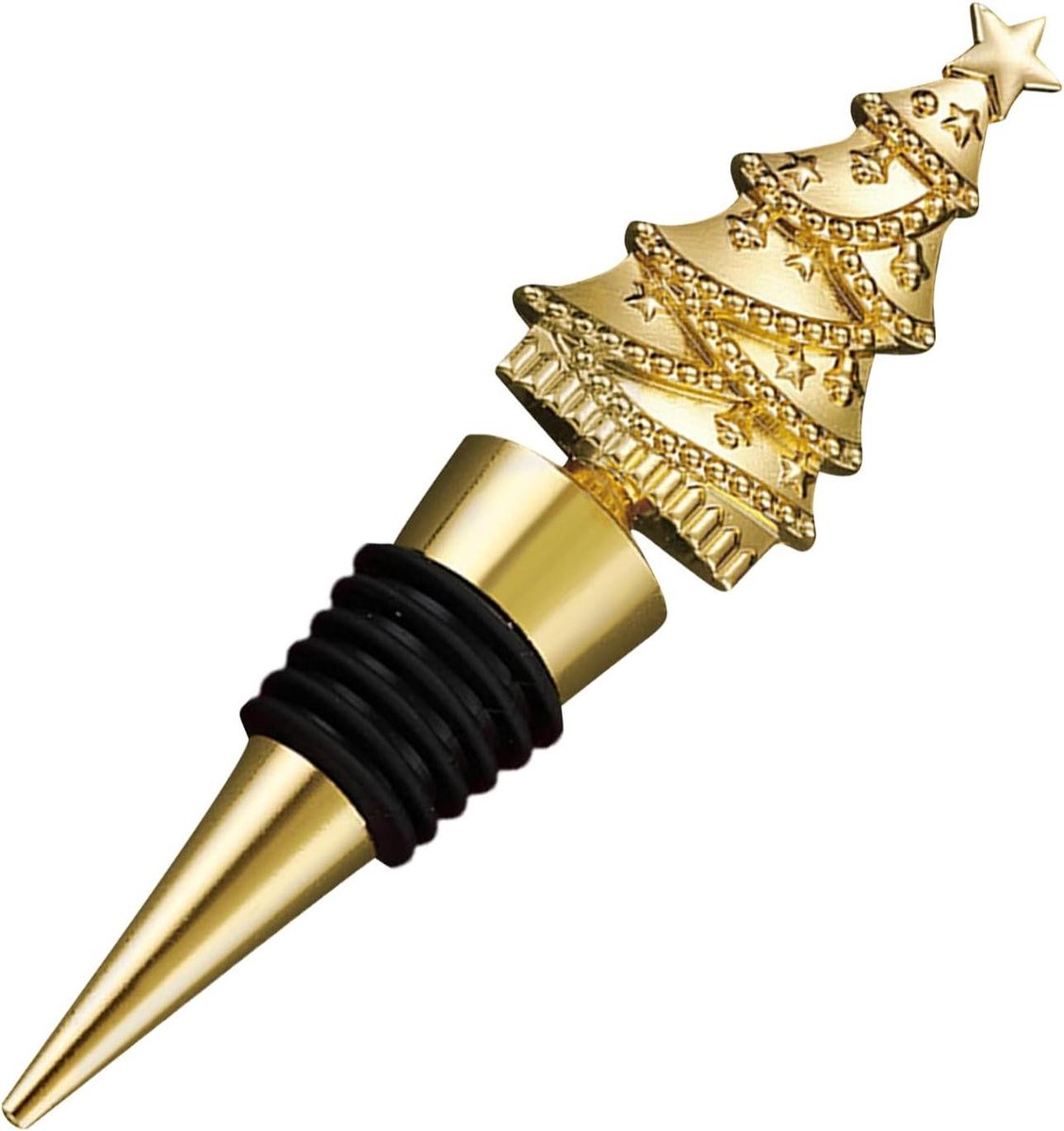 Kerstwijnstopper - Flesdecoratie - Fles Afsluiten - Feestelijk Design - 30mm - Goud