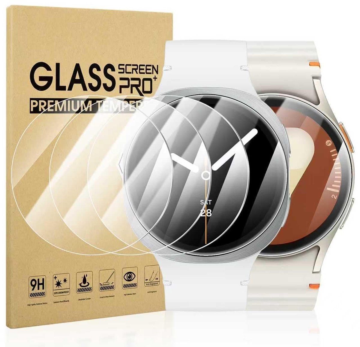 Cosensi - Dailygoods - Dailygoody - Schermbeschermer - Gehard glas - 40 mm - Compatibel met Samsung Galaxy Watch 8 7 6 5 4 FE - Volledige bescherming - HD kwaliteit