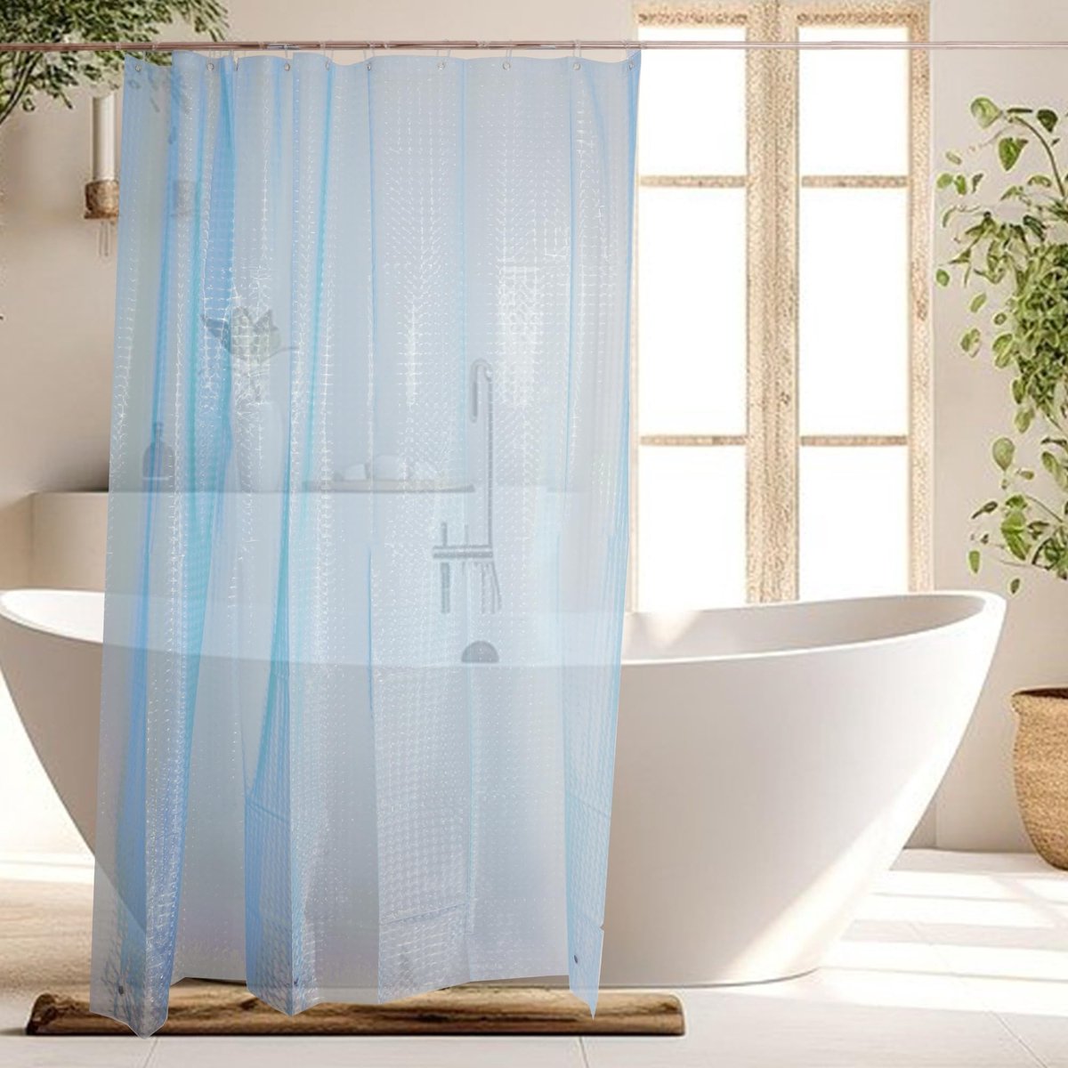 Cosensi - Dailygoods - Dailygoody - Waterdicht douchegordijn - Badgordijn met gewichtmagneten - Comfortabel en praktisch - Blauw - Wasbaar douchegordijn - Geschikt voor badk...