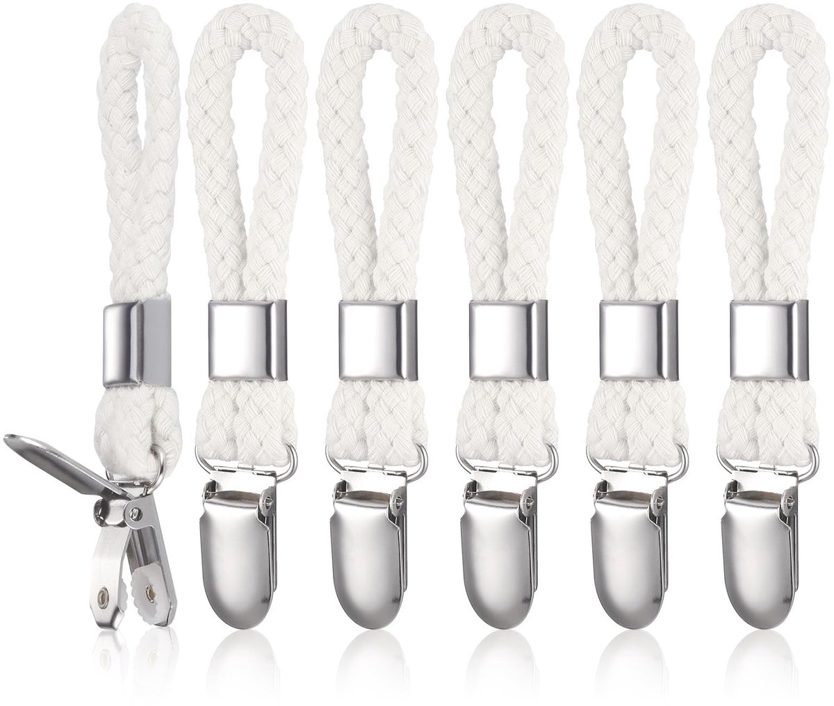 Cosensi - Dailygoods - Dailygoody - Handdoekclips - Ophanglus voor handdoeken - Set van 6 - Wit - Theedoekhouder - Eenvoudig op te hangen - Geschikt voor keuken en badk