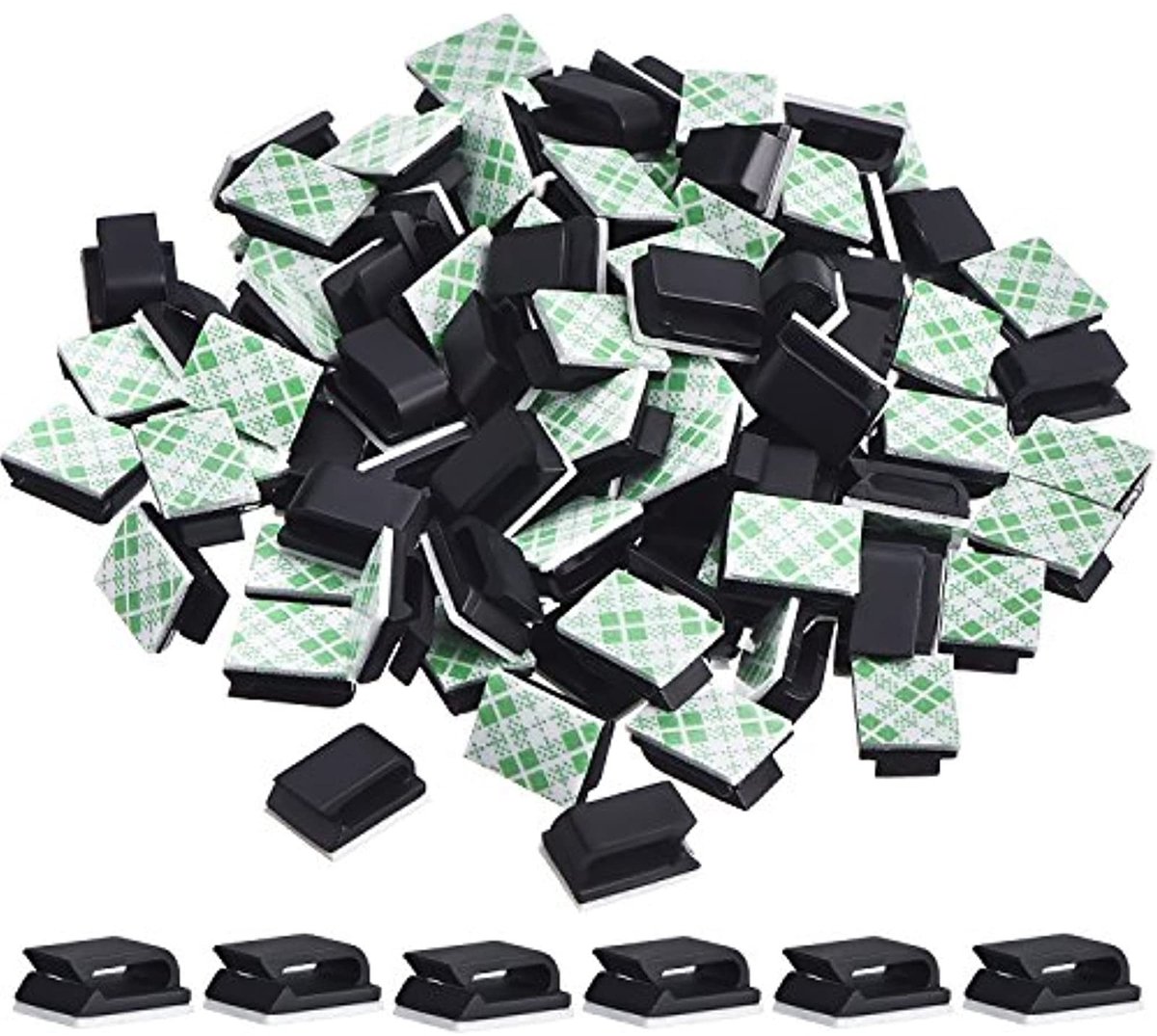 Dailygoods - Dailygoody - 100 Stuks Kabelclips - Zelfklevend Kabelbeheer - Wit - Kabelbinders voor Organisatie - Ideaal voor Thuis en Kantoor - Kleine Formaat