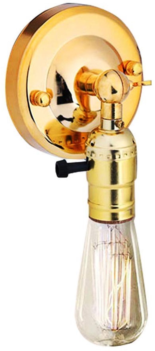 Dailygoods - Vintage Lichthouder E27 - Retro Wandlamp - Met Schakelaar - Zilver/Goud - Thuisdecoratie - Perfect voor Elke Ruimte