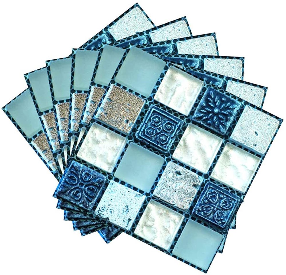 Dailygoods - Dailygoody - 40 PVC Mozaïek Muur Tegels - Zelfklevend - Waterdicht - Blauw - Vinyl Kunststickers - Geschikt voor Keuken en Badkamer