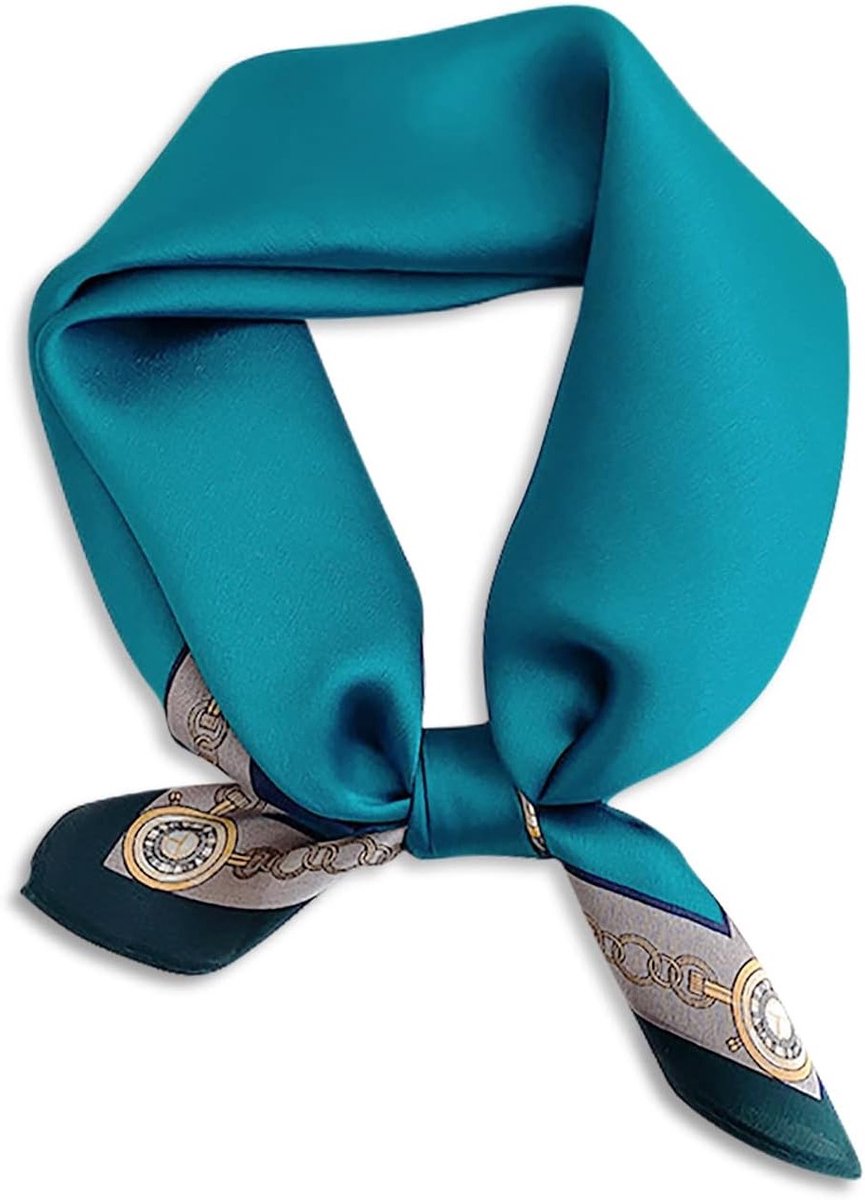 Zijde Sjaal voor Vrouwen - Kleine Vierkante Sjaal met Vintage Print en Neckerchief Design, Lichtgewicht en Zacht, Perfect voor Accessoires en Hoofdbedekking, Blauw