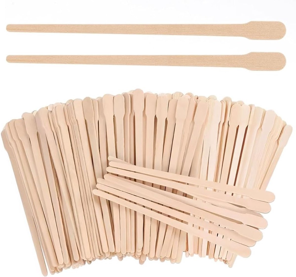 200 Houten Waxstokjes voor Wenkbrauwen en Gezicht, 8,8 x 0,65 cm, Geel, Ontharingsaccessoires