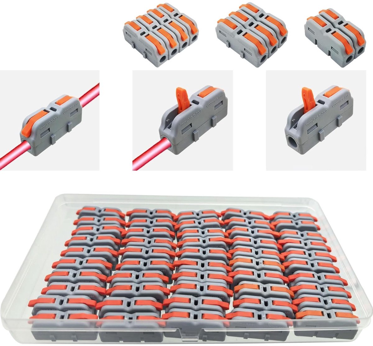 Mini Quick Wire Terminals - Ruimtebesparende connectoren voor bedrading 0.1-2.5mm², 50 stuks, ideaal voor elektrische aansluitingen en DIY-projecten
