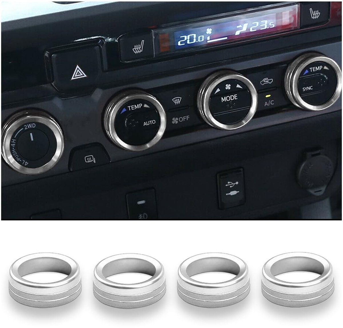 Dailygoods - Aluminium Knopafdekking voor Airconditioning en CD-Schakelaars