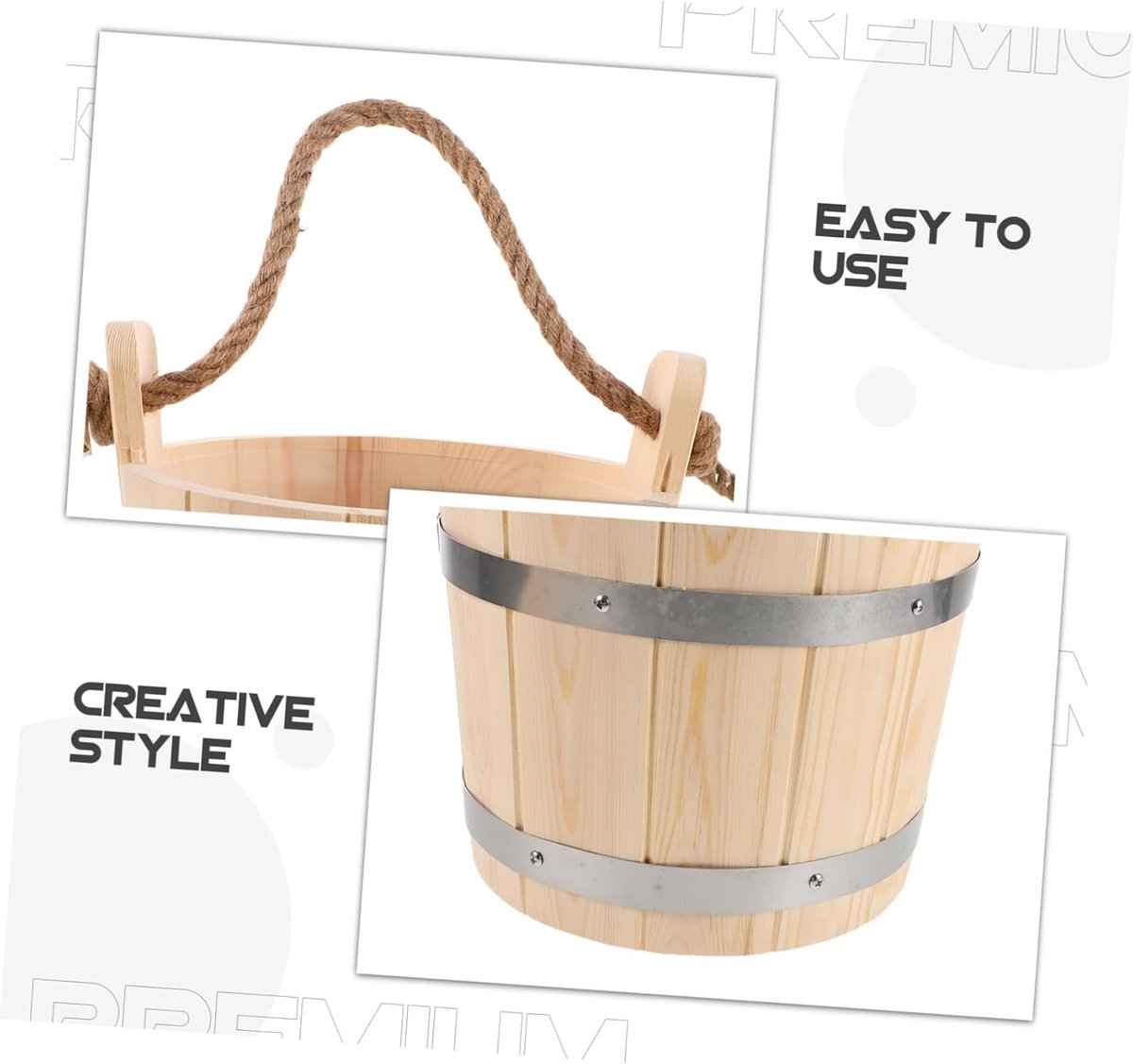Sauna Emmer met Schep - Sauna Accessoires Hout - Ontspannende Sauna Sessies - Hitte- en Vochtbestendig - 24.5 cm - Beige thumbnail 6