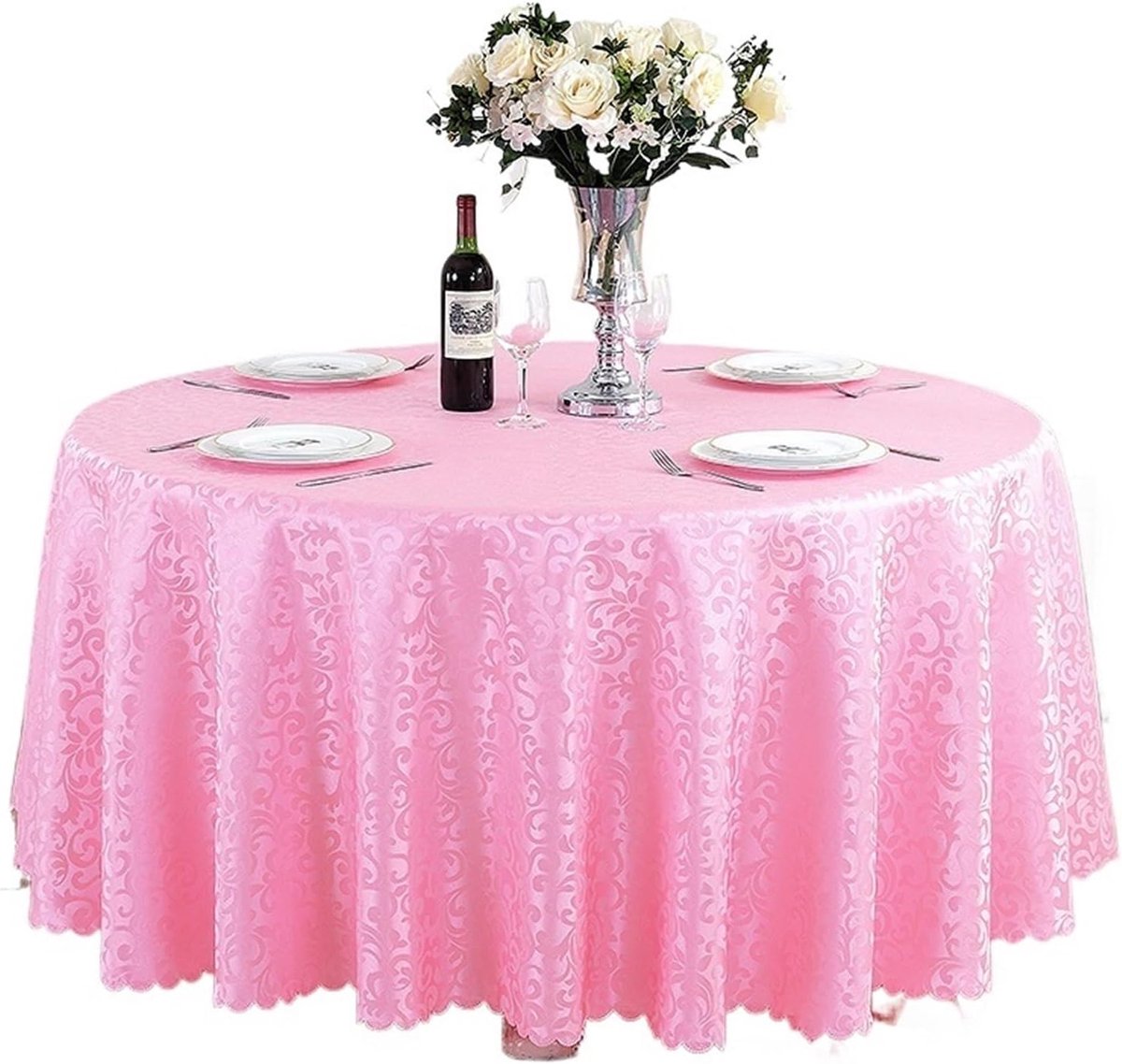 Rond Tafelkleed - Decoratief Kleed - Feestelijk Dekken - Strijkvrij Polyester - 220 cm - Goud
