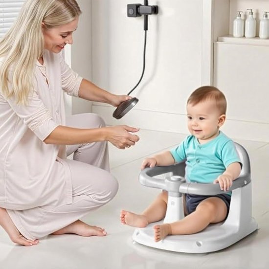 Badzitje voor kinderen - Peuter badstoel - Veilig badderen - 360 graden draaibaar - 40 cm breed - Grijs — afbeelding 3