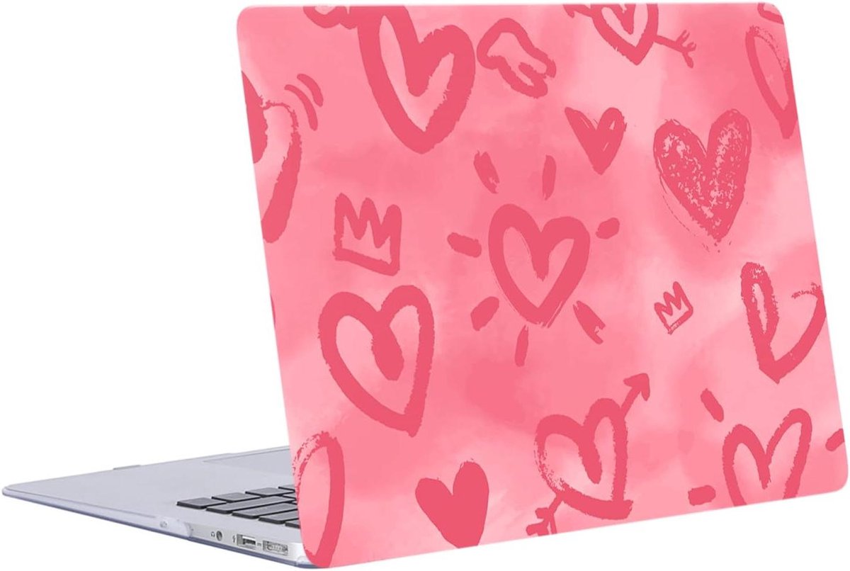 Laptop Beschermhoes - Harde Case - Dagelijks Gebruik - 2-Delig Snap-On - 15 Inch - Roze Hart