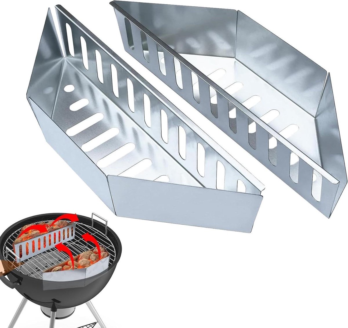 Houtskool Grillmand - Houtskoolhouders - Buiten Koken - 2-Delig Stevig - 39 x 13 x 8 cm - Zwart