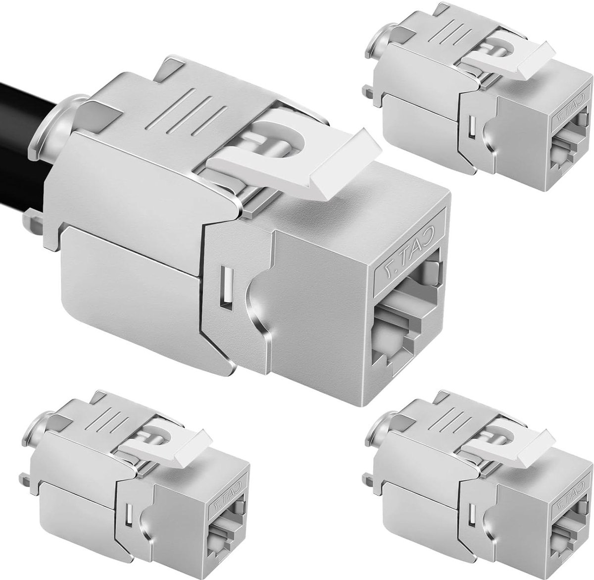 Keystone Jack Modules - RJ45 Koppeling - Netwerk Verbindingen - Toolless Installatie - 4 Stuks - Metaal