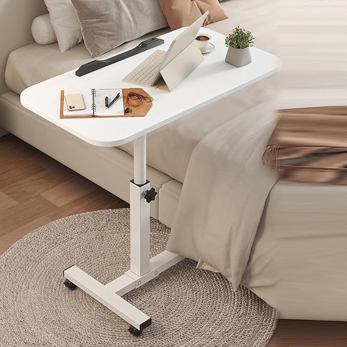 Verstelbaar Bureau - Laptop Tafel - Comfortabel Werken - Traploos Verstelbaar - 55x32cm - Wit