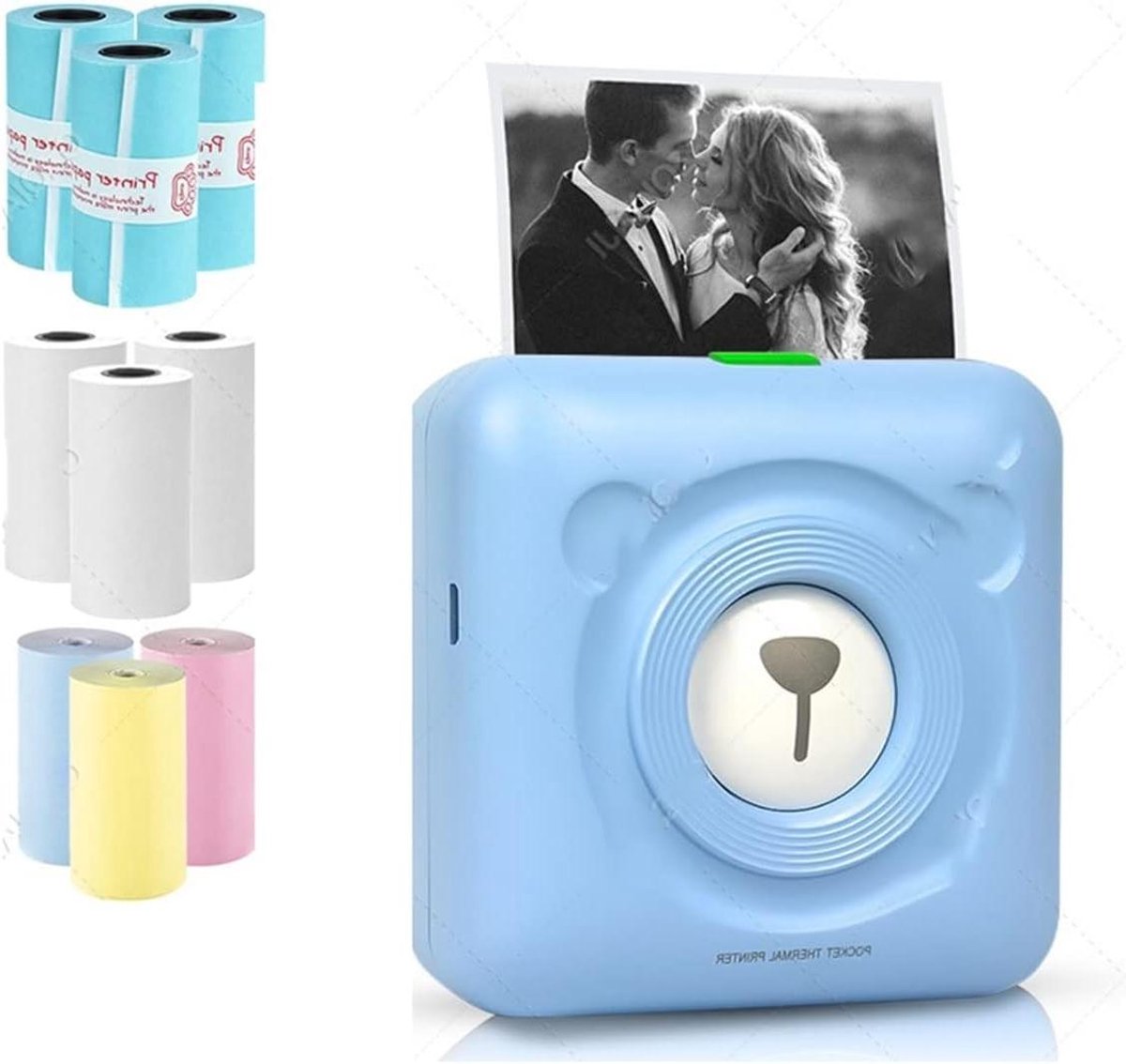 Draagbare Bonprinter - Mini Printer - Onderweg Printen - Bluetooth Connectie - 58mm Papier - Blauw