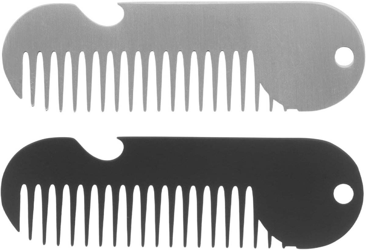 Metalen Baardkam - Zak Haar Kam - Gezichts Haar - Fijne Tanden - 7.8 cm - Diverse Kleuren