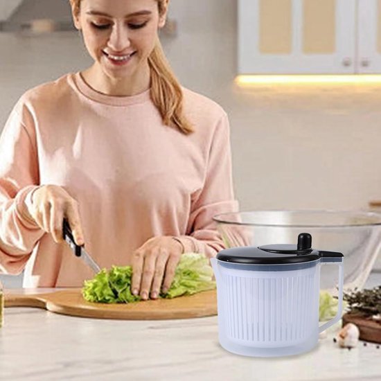 Sla centrifuge - Keukenhulp Groente - Salades Maken - Multifunctioneel Droger Zeef - 22 x 18.5 cm - Wit — afbeelding 2