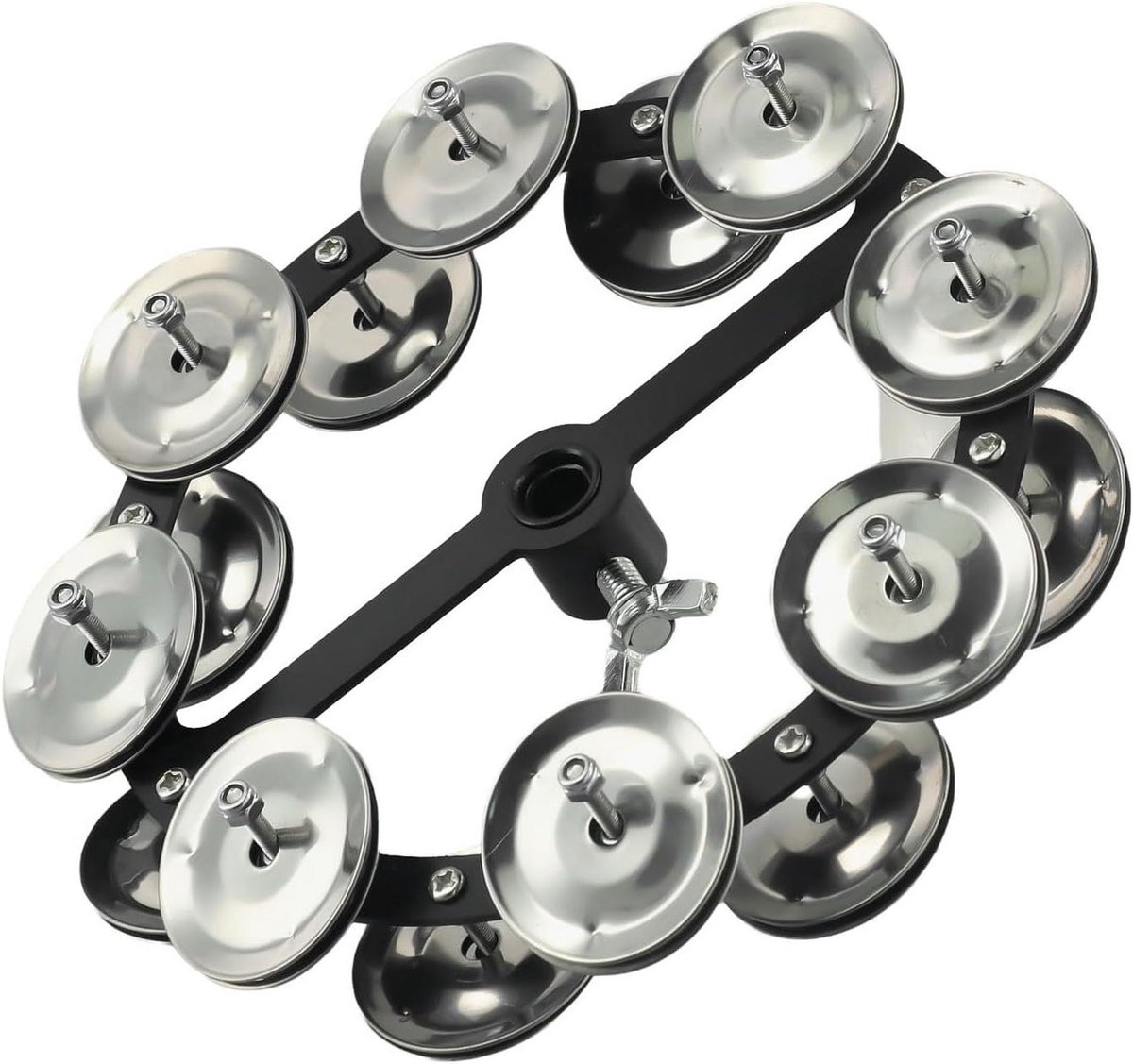 Hi-Hat Tamboerijn - Percussie instrument - Muziek Maken - Snelle Montage - 14 cm Frame - Zwart