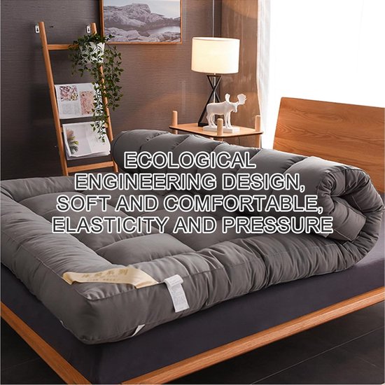 Futon Matras - Opvouwbare Mat - Comfortabel Slapen - Japanse Stijl - 180 x 200 cm - Grijs — afbeelding 3