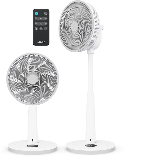 Duux Whisper 3 statiefventilator wit – fluisterstil, 26 snelheden, timer, nachtmodus, verstelbaar 73-95 cm