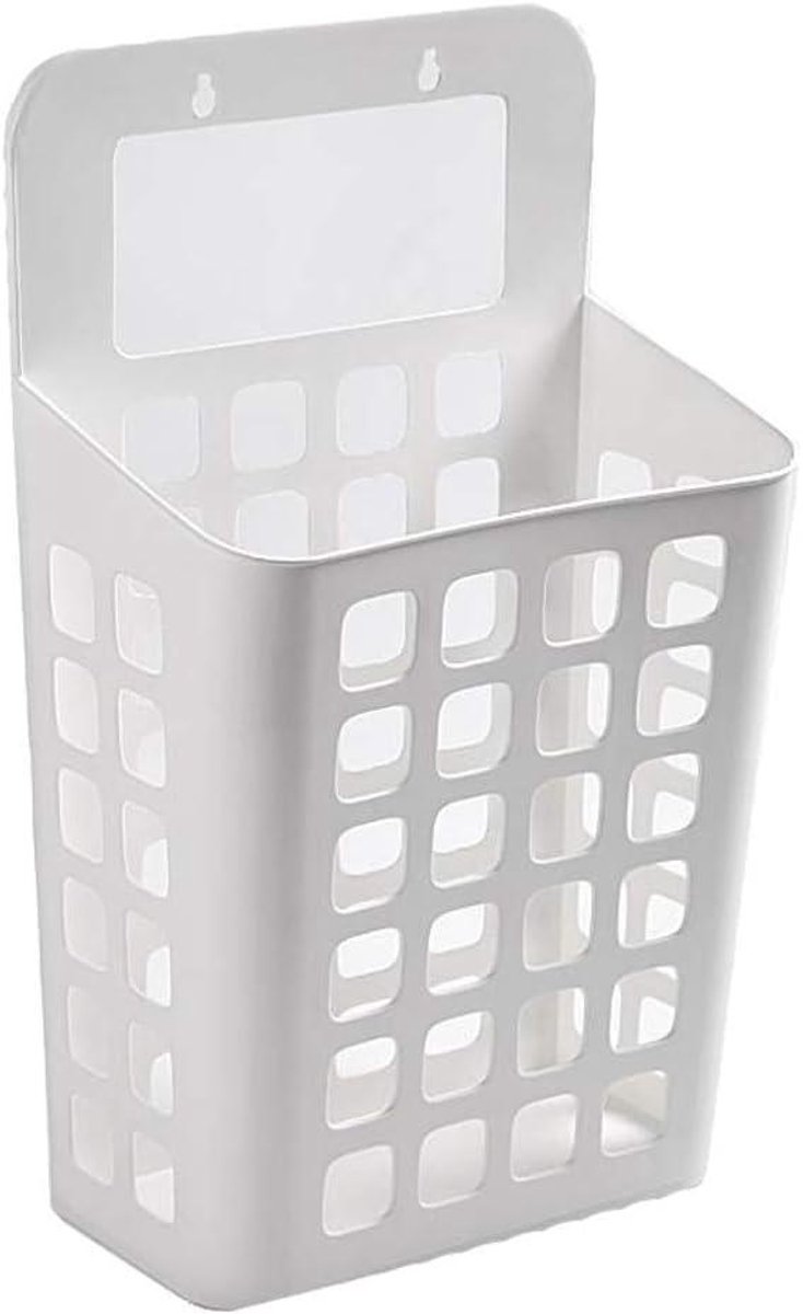 Hangmand Opbergmand - Plastic mand - Ruimte Besparen - Wandmontage Mogelijk - 30 cm Hoog - Wit