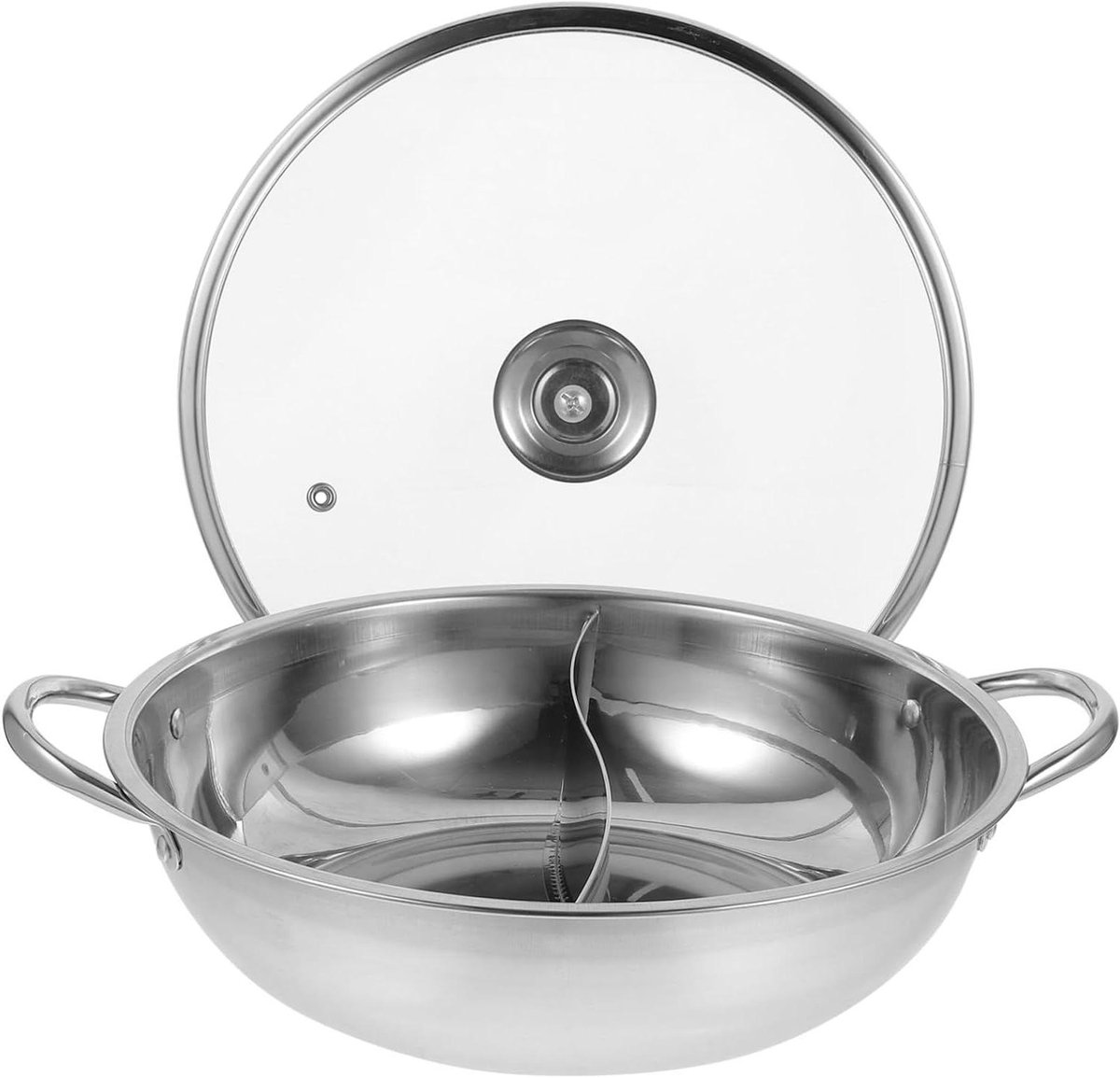 Elektrische Stoofpot - Dubbele Smaak Pan - Gezellig Tafelen - Twee Compartimenten - 28 x 8 cm - Zilver