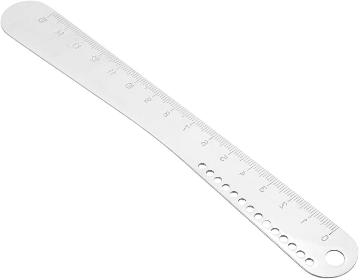 Roestvrijstalen Deegliniaal - Meetinstrument Bakken - Nauwkeurig Deeg Meten - Duidelijke Schaalmarkeringen - 18 x 2 cm - Zilver