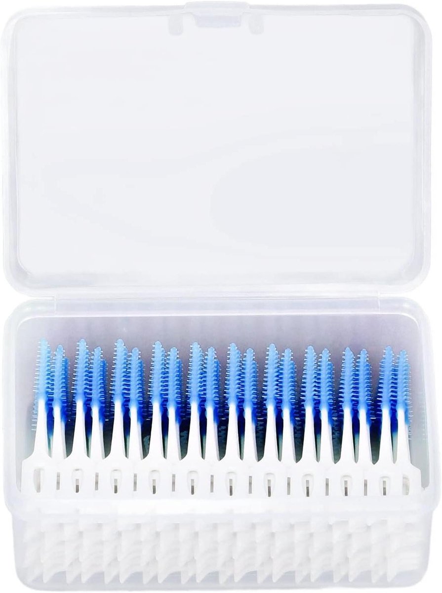 Interdentaal Borstels - Tandenstokers - Mondhygiëne - Zacht Siliconen Materiaal - 160 Stuks - Blauw