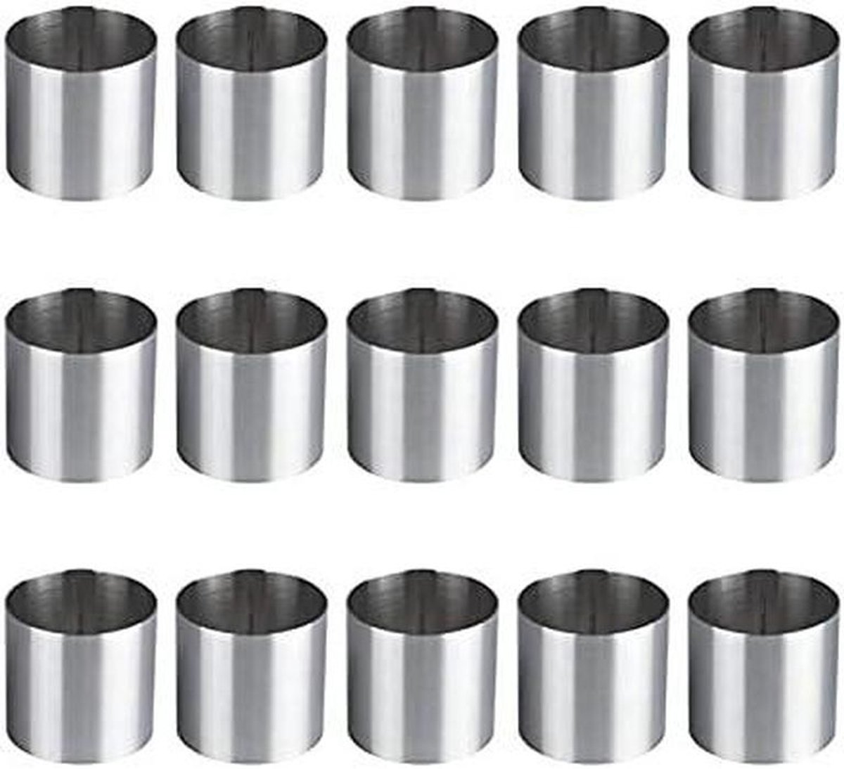 Mousse Ringen - Bakvormen Set - Taart Decoratie - Roestvrij Staal - 15 Stuks - Zilver