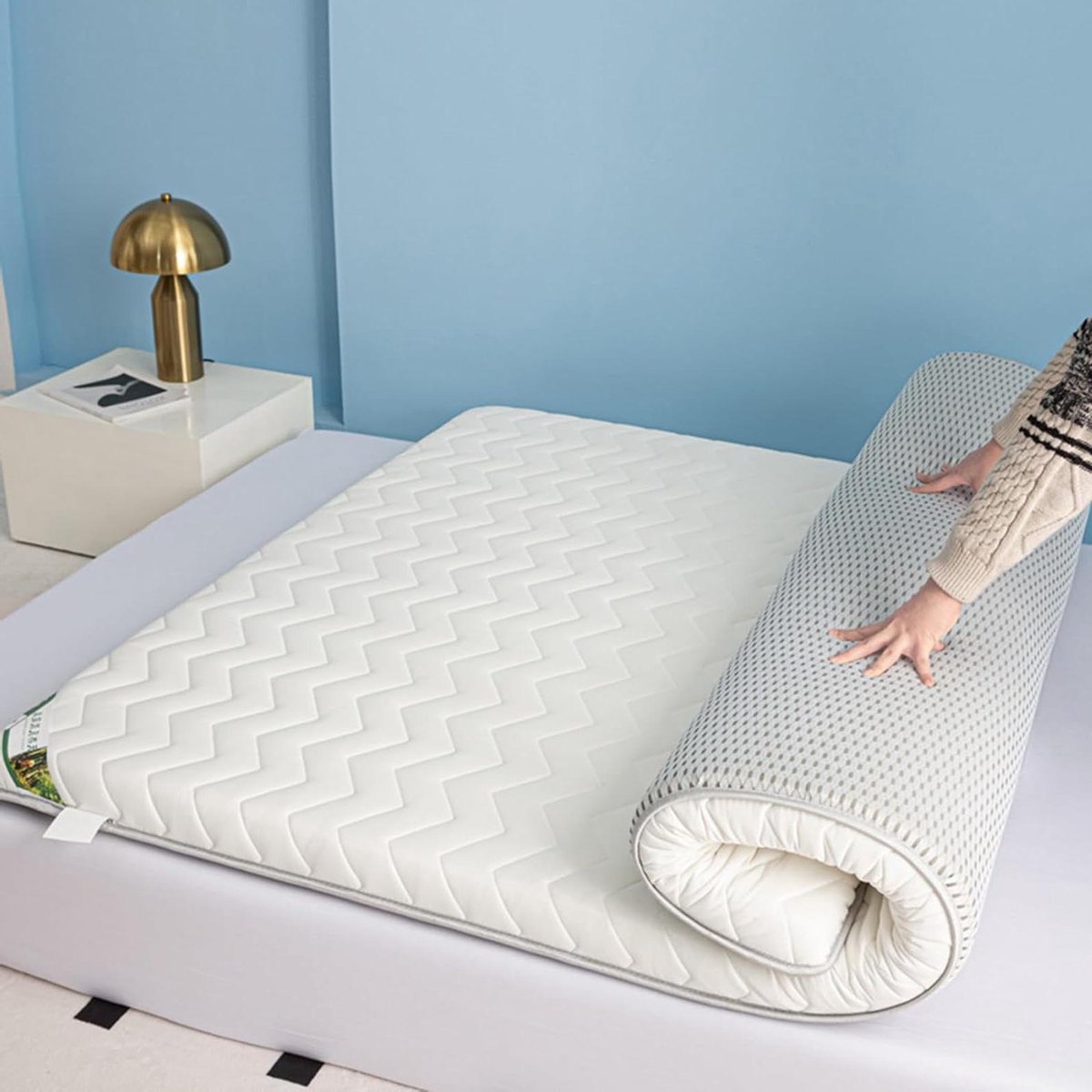 Futon Matras - Japanse Vloerbed - Comfortabel Slapen - Hoge Dichtheid Schuim - 70 x 180 cm - Wit