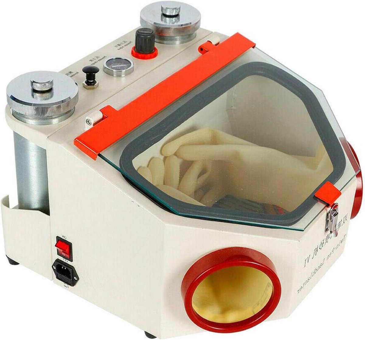 Zandstraalmachine - Dubbele pen - Onderdelen polijsten - Met licht - 220V - Grijs