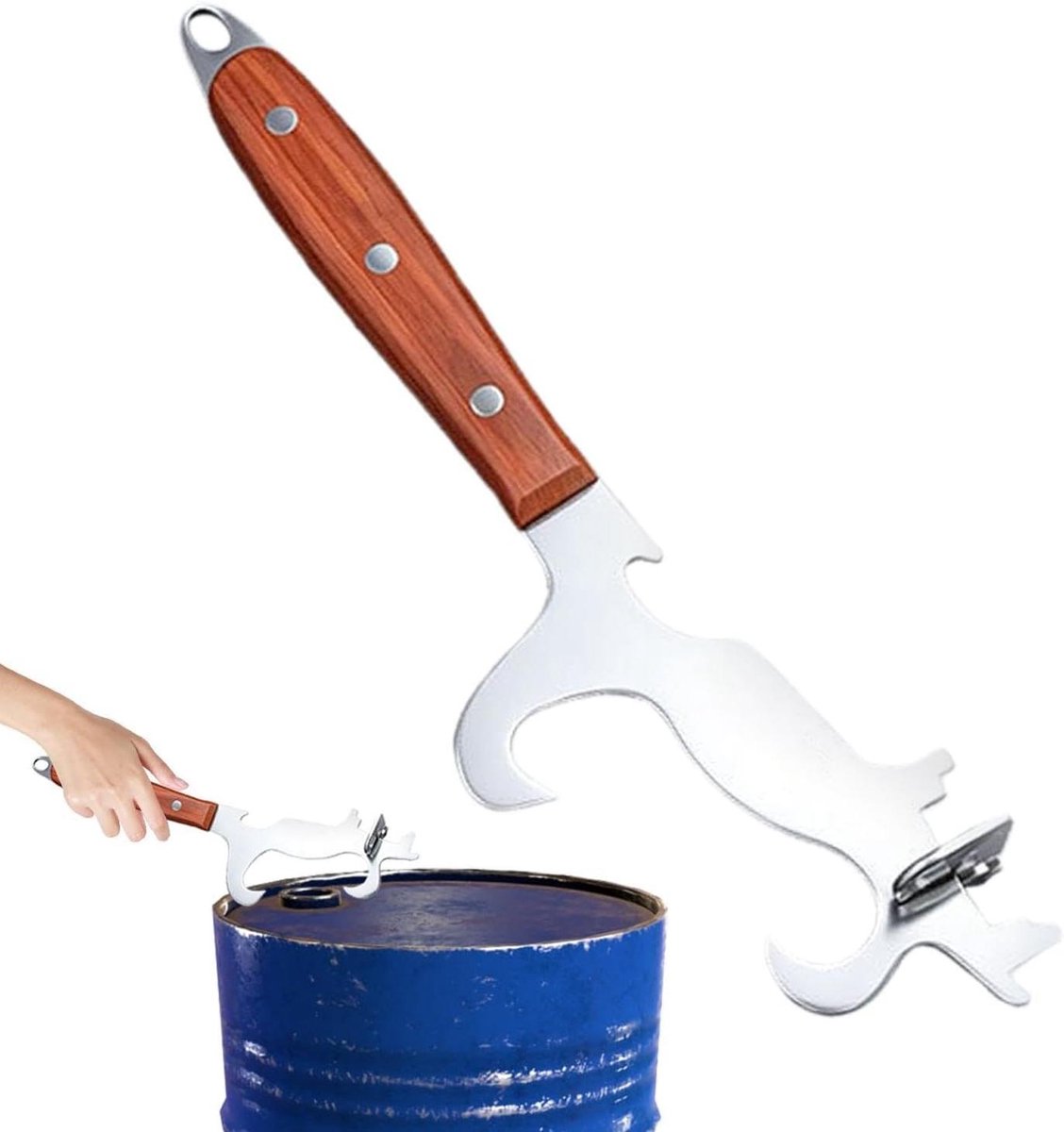 Verfemmer Opener - Verfemmer Gereedschap - Deksel Openen - Antislip Handvat - Roestvrij Staal - Hout