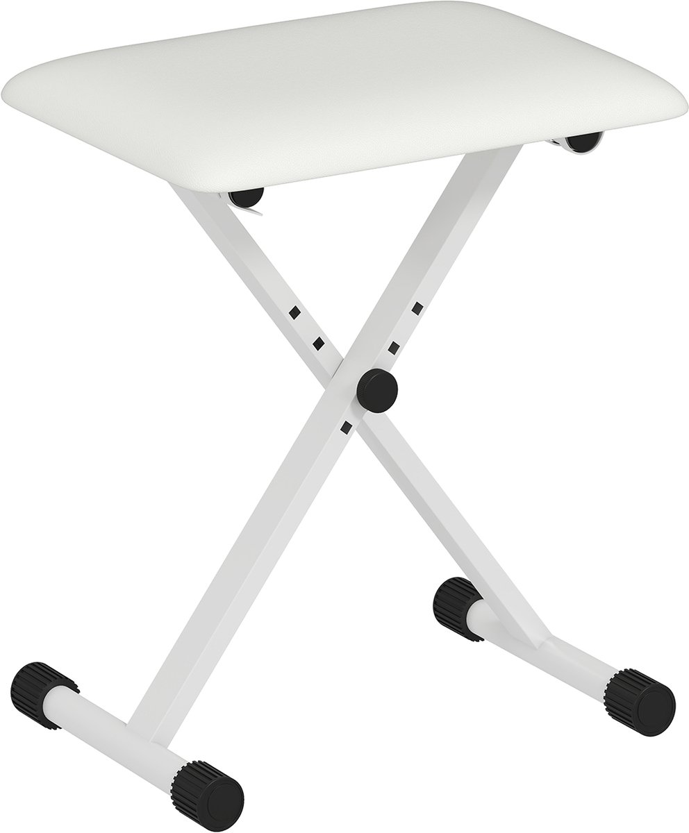 HOMCOM Pianobank-Metaal, Kunstleer-39L x 29B x 37-47H cm-Wit