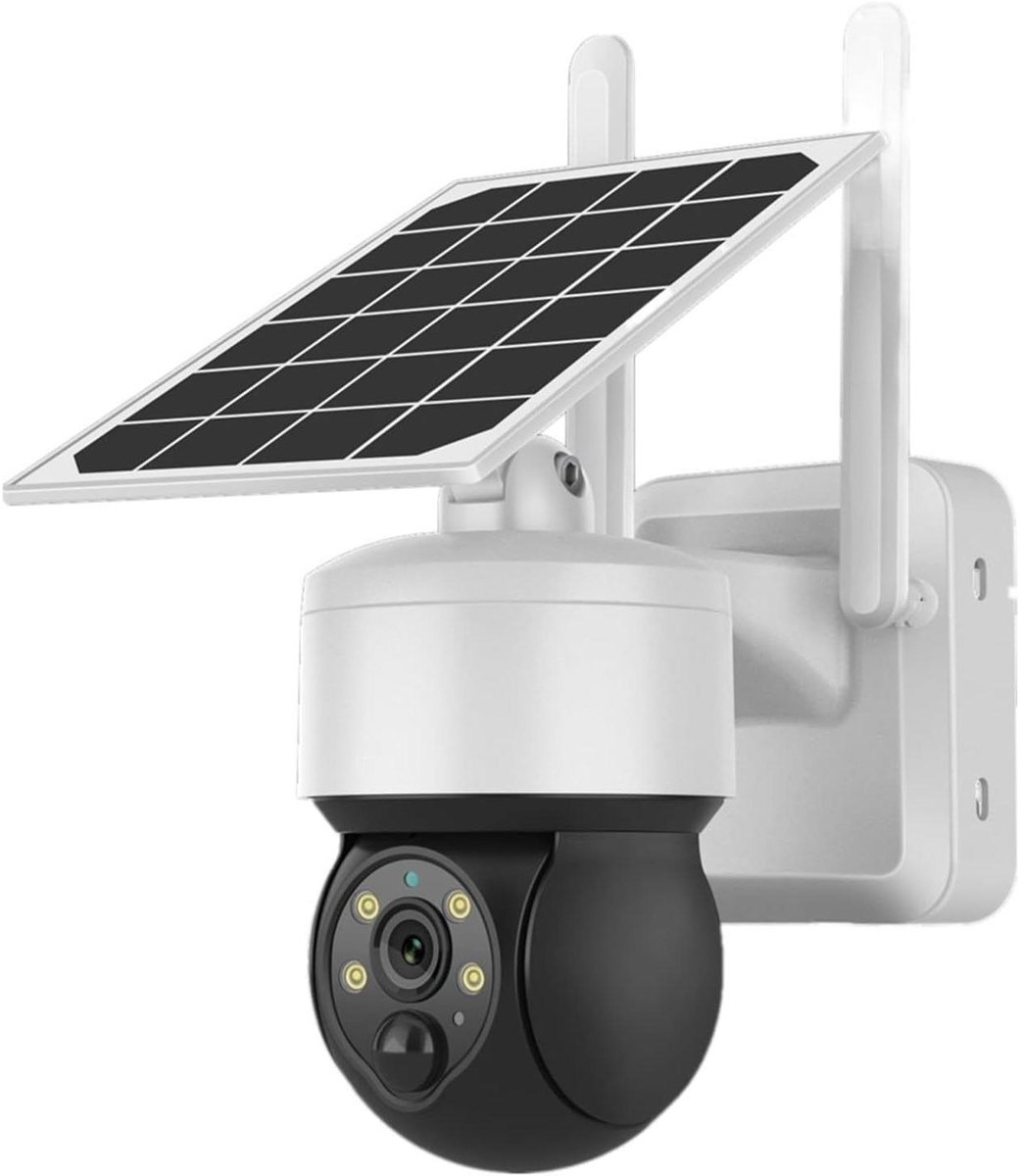 Beveiligingscamera Solar - Draadloze Camera - Buitenbewaking Huis - 5MP Kleuren Nachtzicht - 4G SIM - Wit