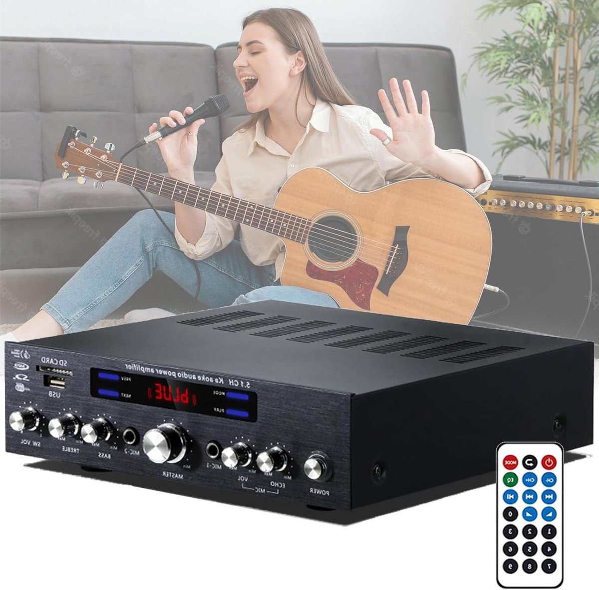 Audio Versterker - Hifi Receiver - Home Theater - 5.1 Kanaals Bluetooth - 450W Vermogen - Zwart