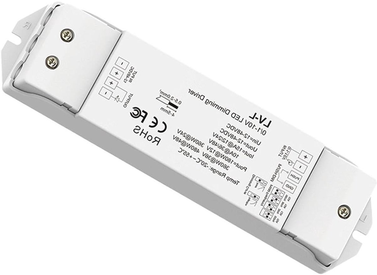 LED Dimmer - LED Driver - Verlichting Instellen - 1-10V Dimbaar - 12A - Zwart
