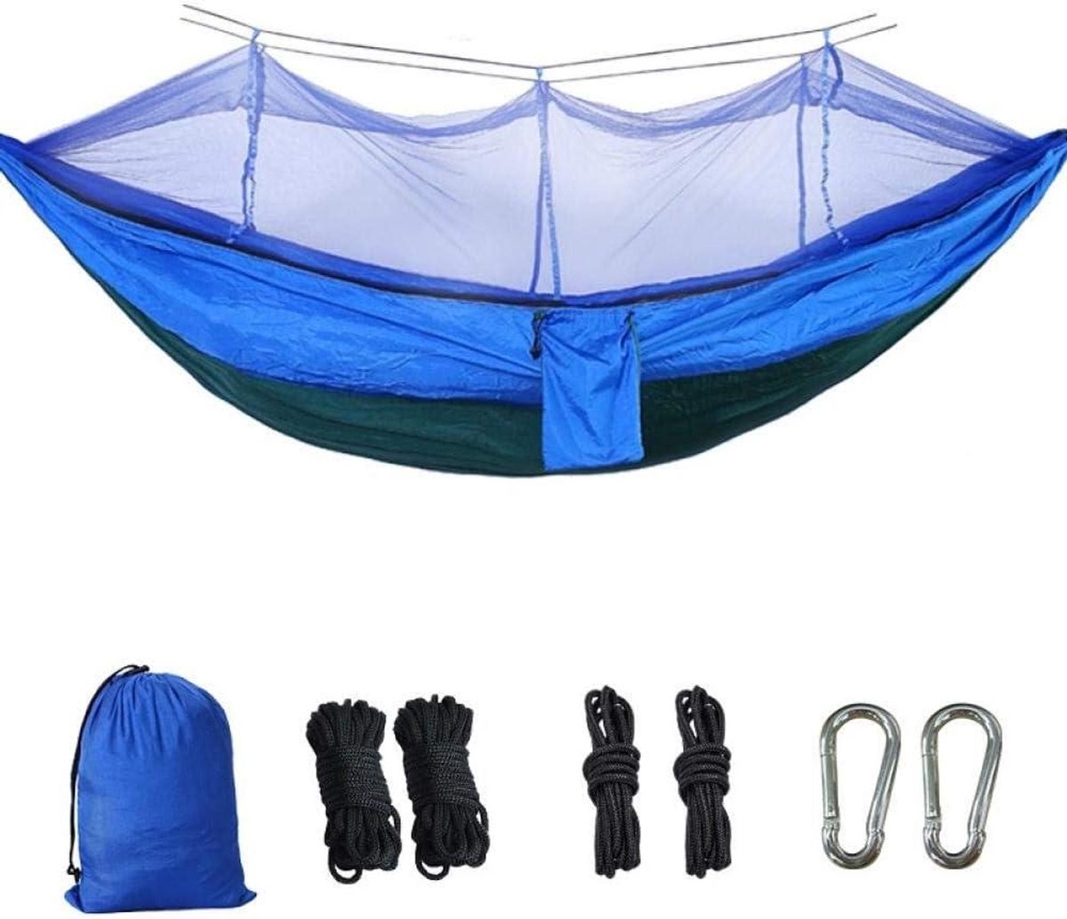 Hangmat met Klamboe - Kampeer Hangmat - Buiten Ontspannen - Geïntegreerd Muggennet - 260 x 140 cm - Donkergroen Blauw