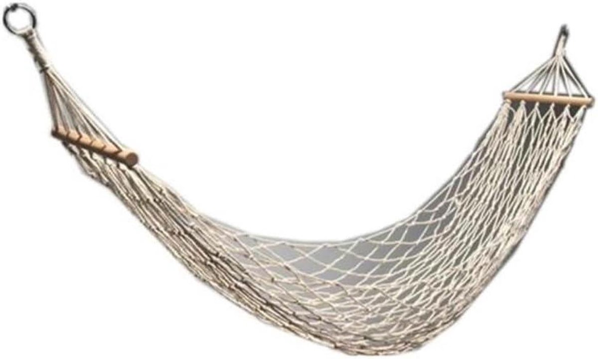 Houten Stok Hangmat - Outdoor Schommel - Ontspannen Buiten - Anti-rollover Ontwerp - 300x150cm - Geel