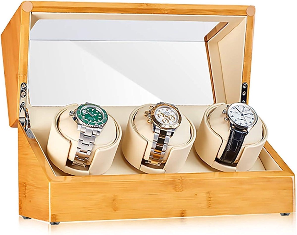 Horlogeopwinder Bamboe - Automatische Winder - Horloges Opwinden - Stil en Anti-magnetisch - Meerdere Maten - Natuurlijk