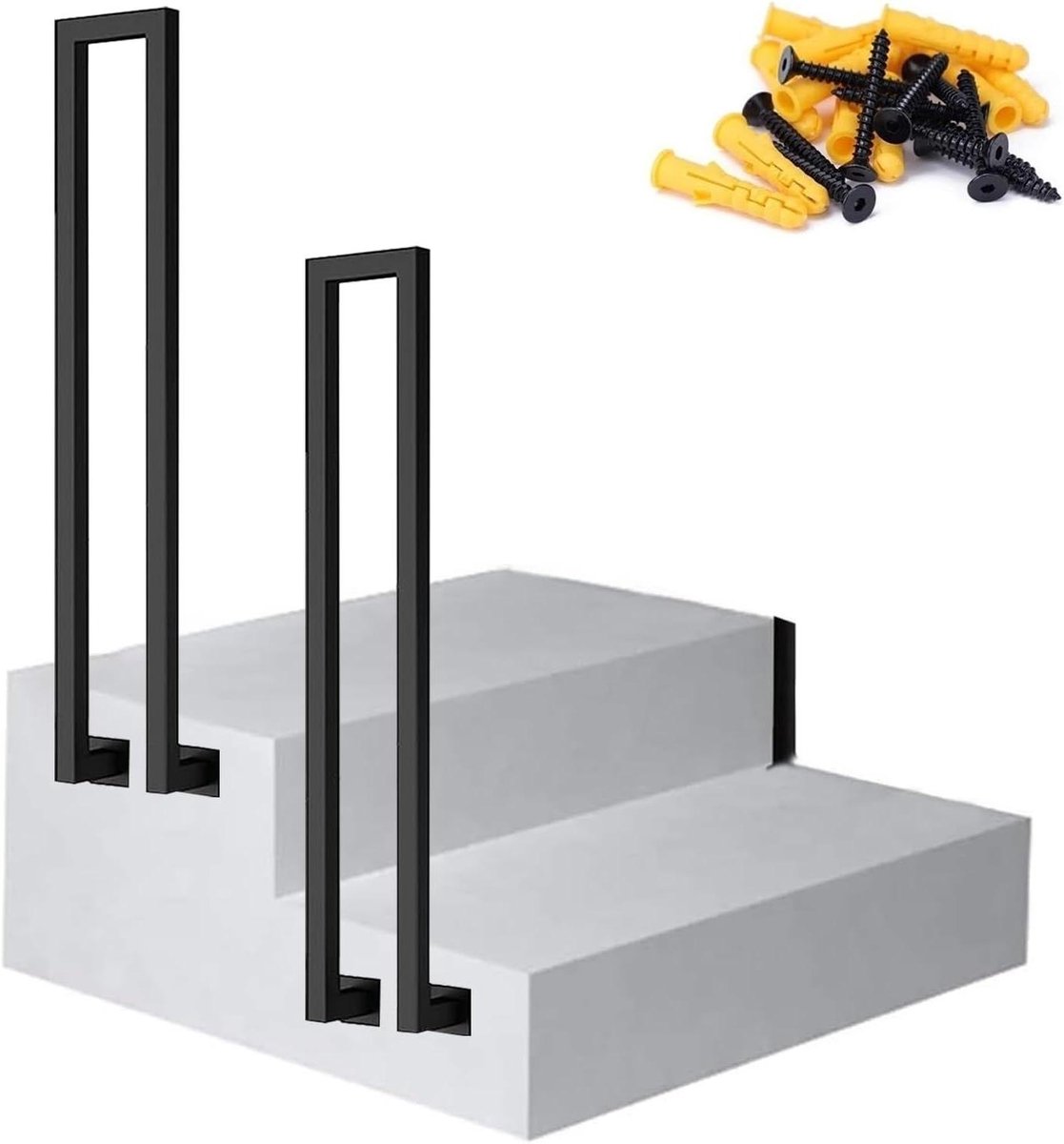 Trapleuning Kit - Zijwand Leuning - Veiligheid Vergroten - Stevig Smeedijzer - 50cm Lengte - Zwart