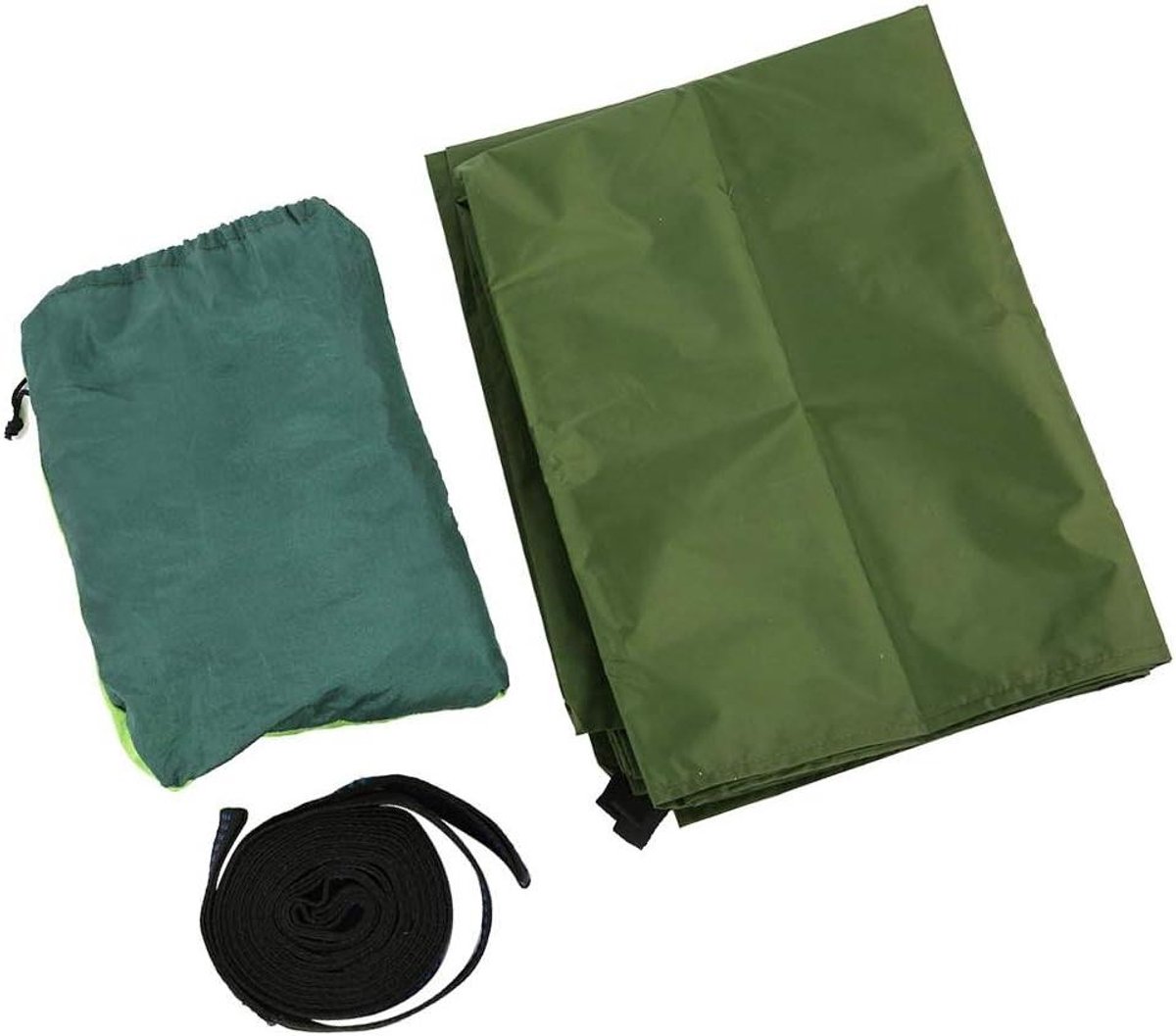 Campinghangmat met Luifel - Draagbare Reishangmat - Outdoor Ontspanning - Waterdicht en Winddicht - 290 x 140 cm - Groen Legergroen