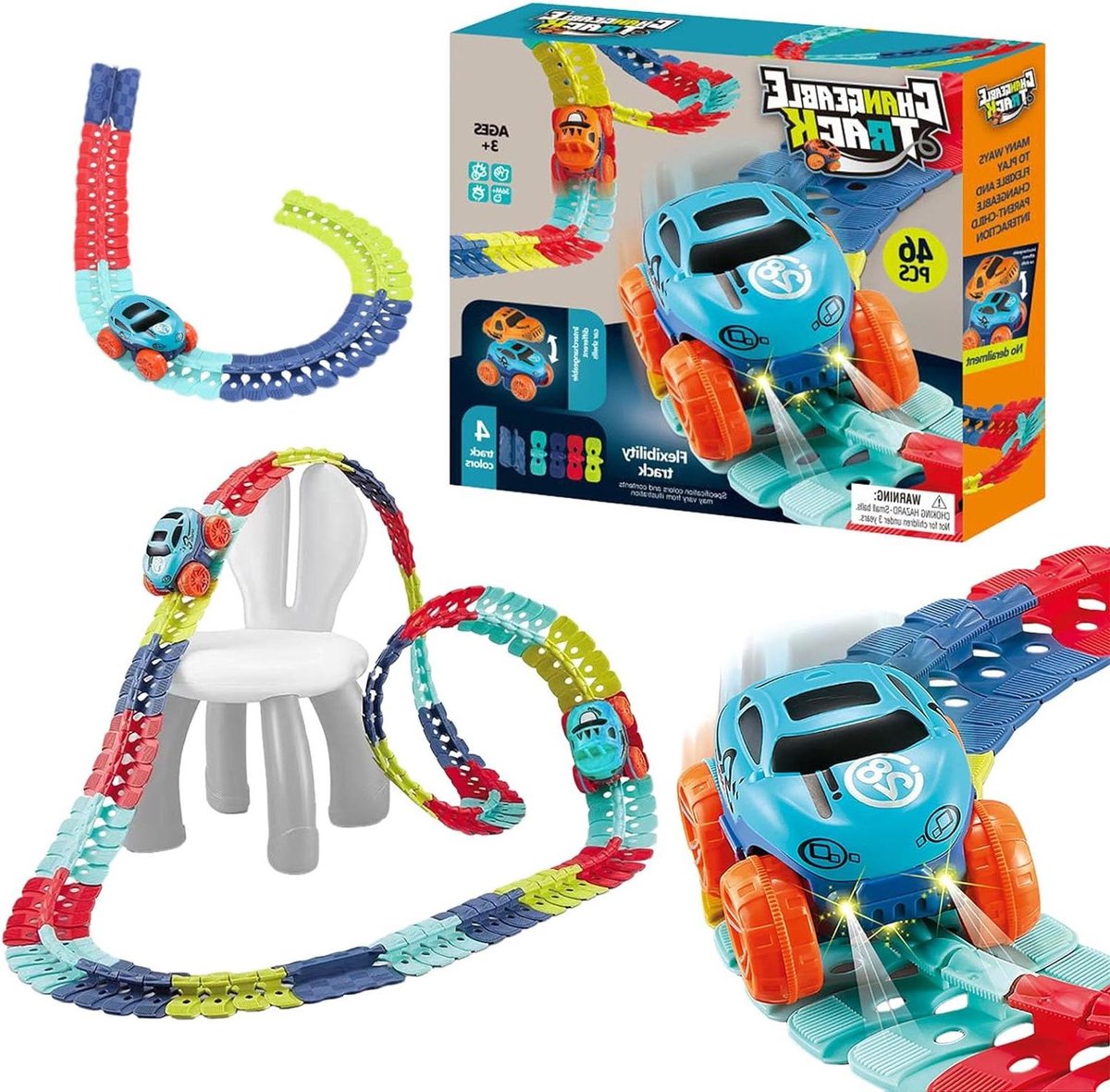 Flexibele Racebaan - LED Circuit - Kinderen Spelen - Anti-zwaartekracht Ontwerp - 46 Stuks - Multicolor