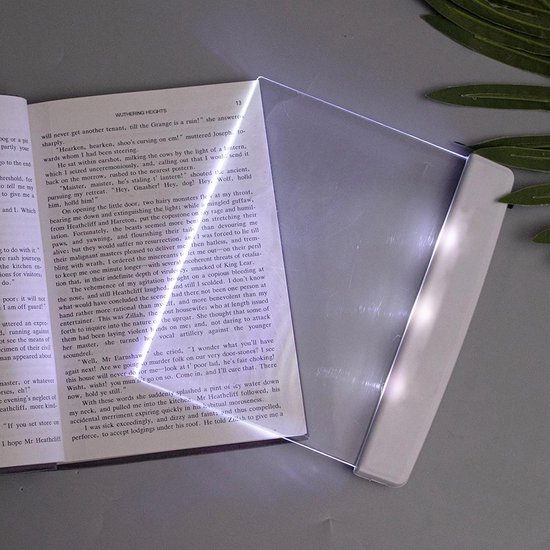 Juesi Flat Book Light for Reading in Bed Night Clear LED Book Full Page Light Illuminator Panel Plate Lamp Board Wireless (White) — afbeelding 3
