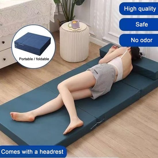 Opvouwbare Matras - Gastenbed Vloer - Kamperen Reizen - Hoogwaardig Schuim - 200x70cm - Blauw — afbeelding 3