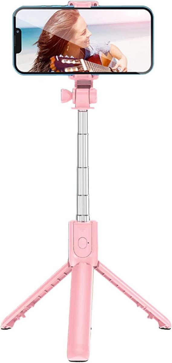 Statief Selfie Stick - Draagbare Staaf - Foto's Maken - 360 Graden Rotatie - 70 cm Uitschuifbaar - Roze