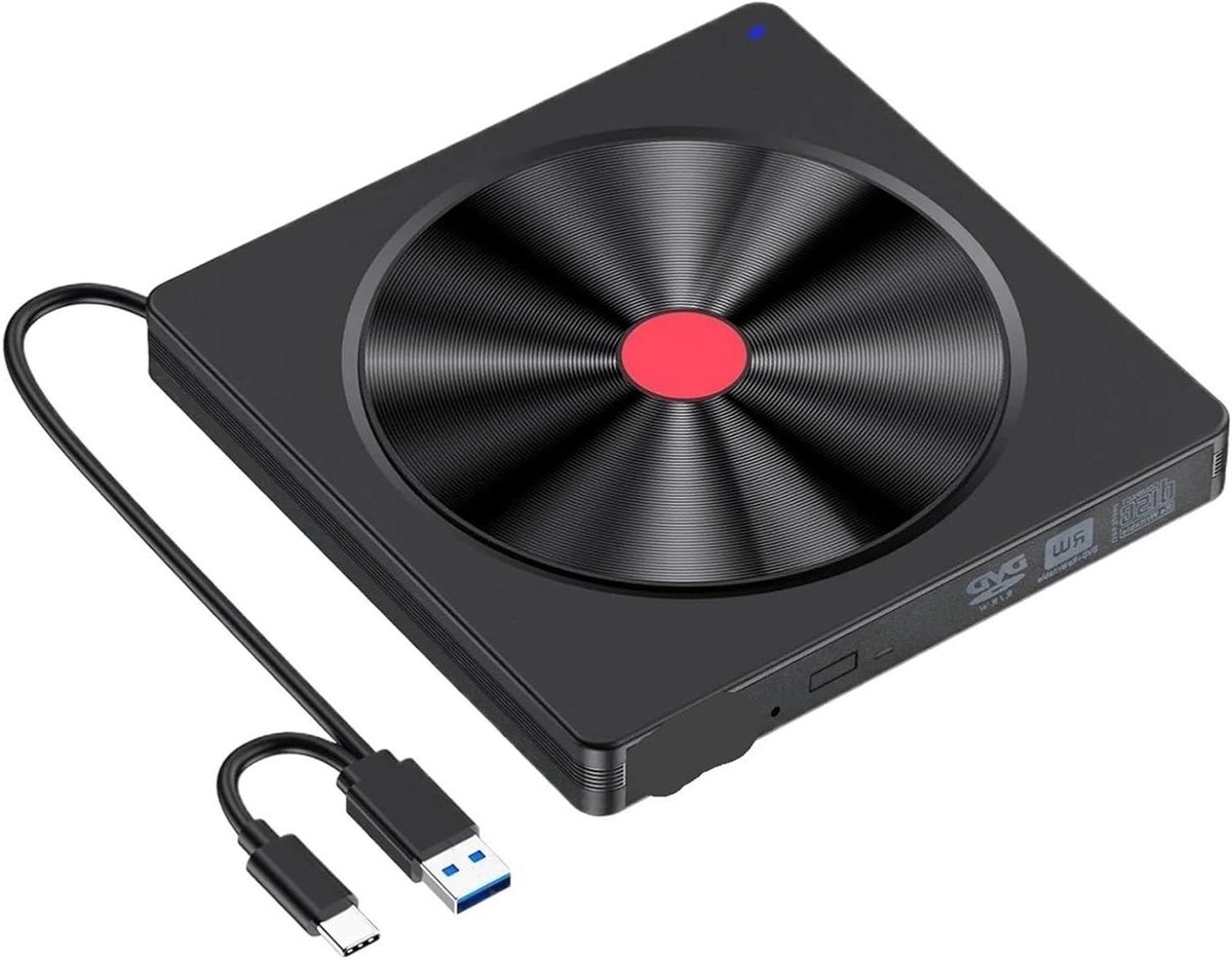 Externe DVD-speler - Optische drive - Data lezen branden - Dubbele USB-C - 8 MB cache - Zwart