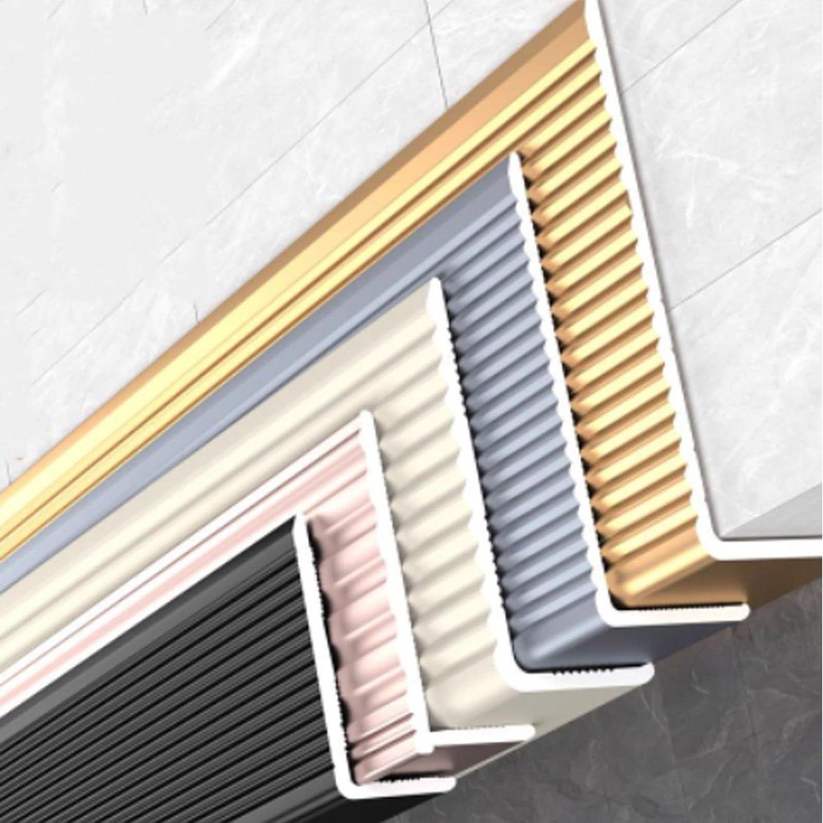 Randbescherming voor muren, traprandbekleding, antislip, extra breed, voor ziekenhuis (goud, 90 cm L 50 mm x 30 mm)